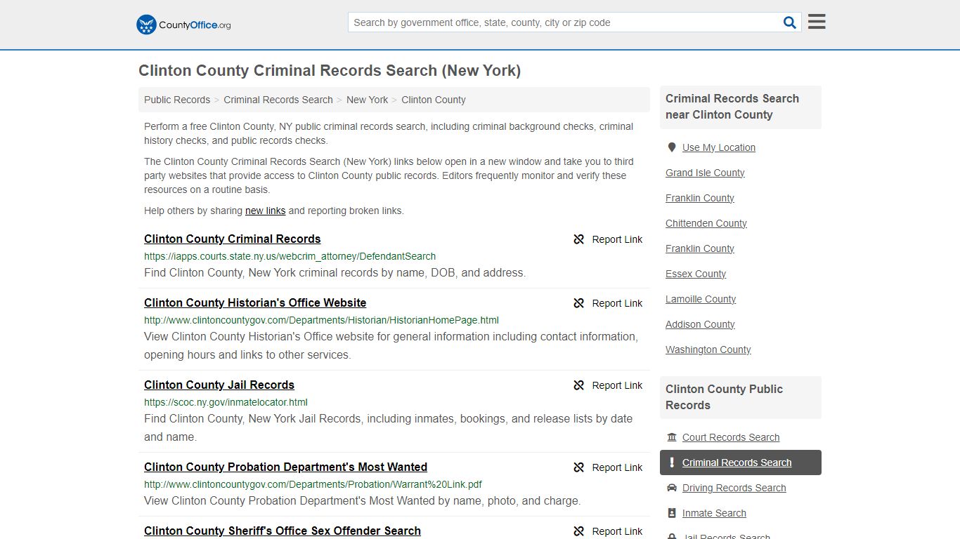 Clinton County Criminal Records Search (New York) - County Office