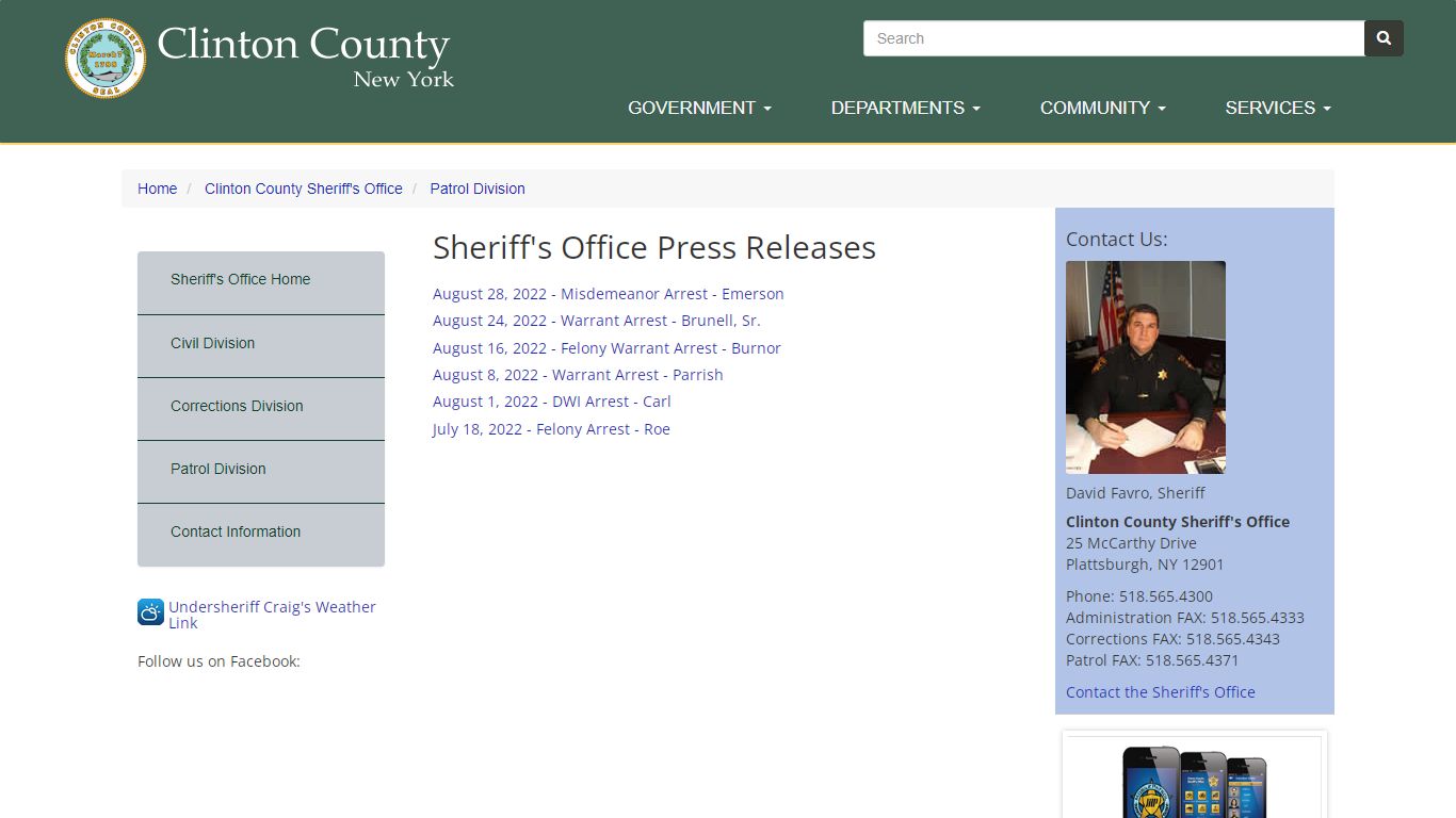 Sheriff's Office Press Releases | Clinton County New York